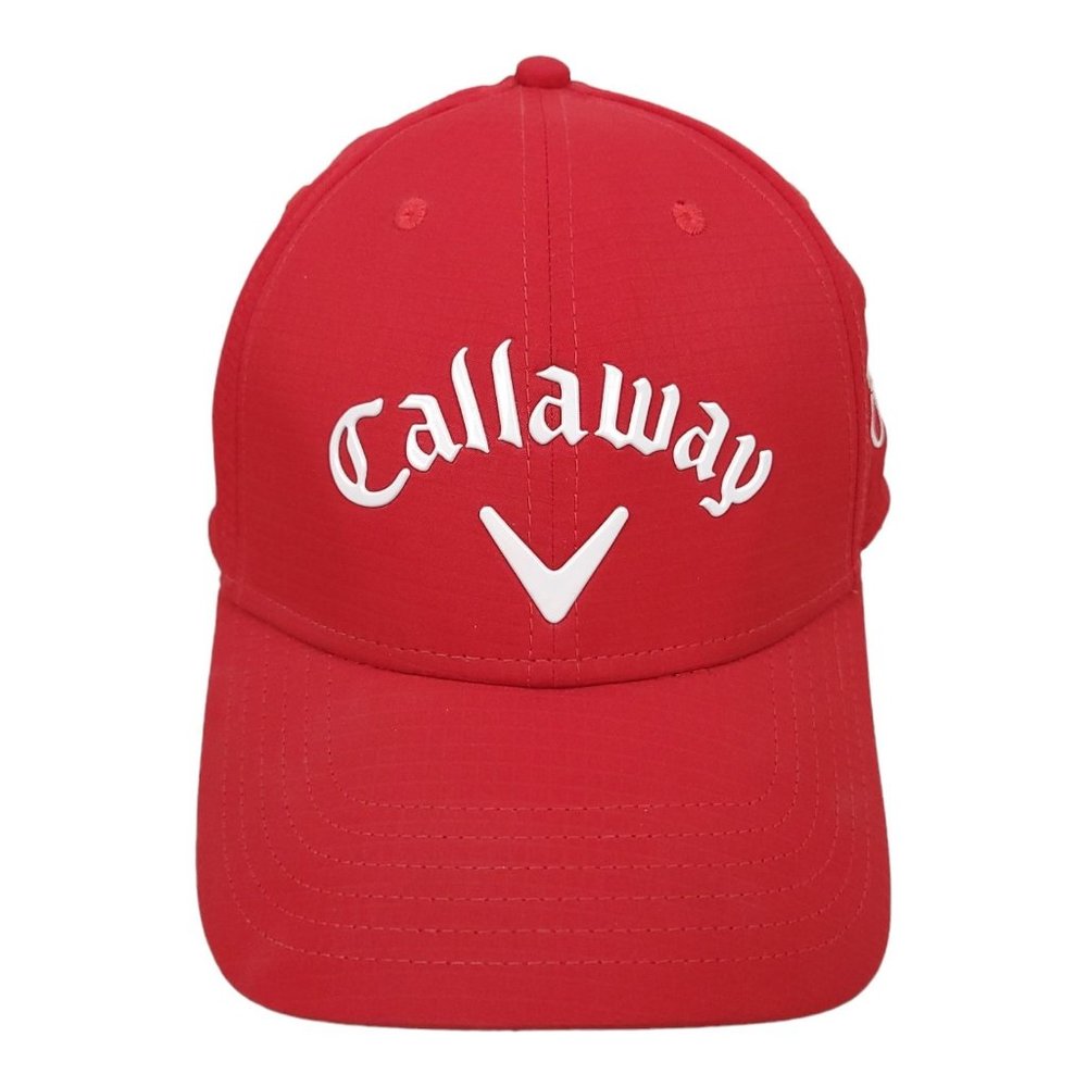 Callaway Metallic Logo Adjustable Strapback Golf Cap Baseball Trucker Hat Red